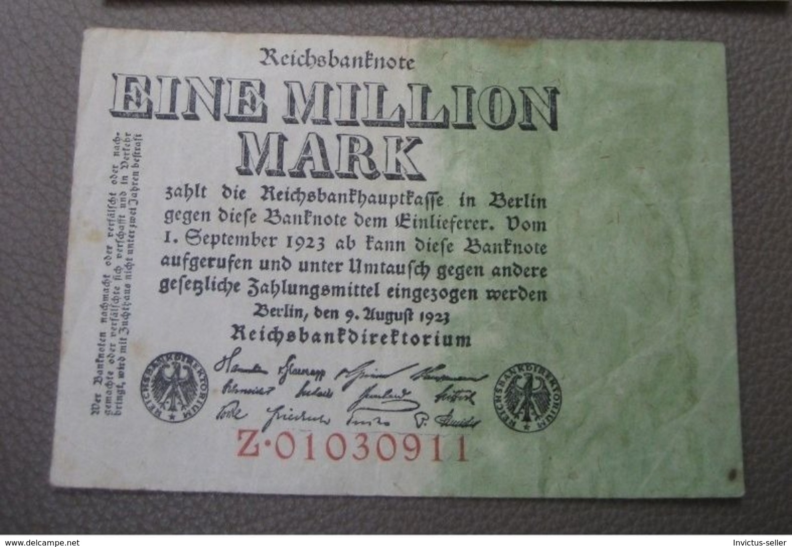 1923  GERMANIA REPUBBLICA DI WEIMAR BANCONOTE TEDESCA 1000000 EIN MILLION MARK GERMANY BANKNOT BILLET DE BANQUE ALLEMAND - 1 Miljoen Mark