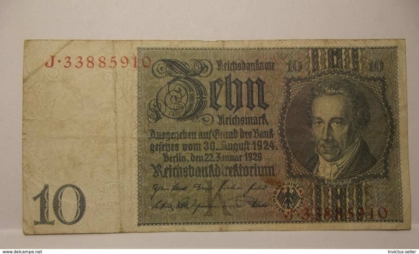 1929  GERMANIA REPUBBLICA DI WEIMAR BANCONOTE TEDESCA  10 ZEHN MARK GERMANY BANKNOT BILLET DE BANQUE ALLEMAND - 10 Mark
