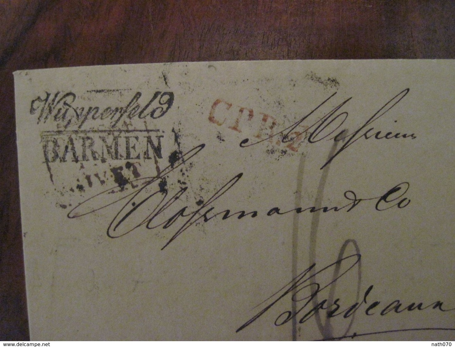 1830 Wupperfeld Barmen Stempel CPR12 Allemagne à Bordeaux France Vorphila Marcophilie Als Ausland Brief Gelaufen - Préphilatélie