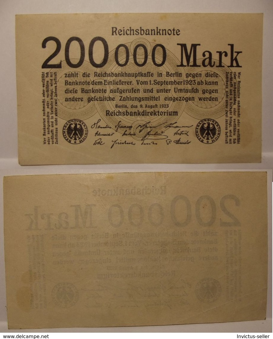 1923  GERMANIA REPUBBLICA DI WEIMAR BANCONOTE TEDESCA  200000  MARK GERMANY BANKNOT BILLET DE BANQUE ALLEMAND - 2 Millionen Mark