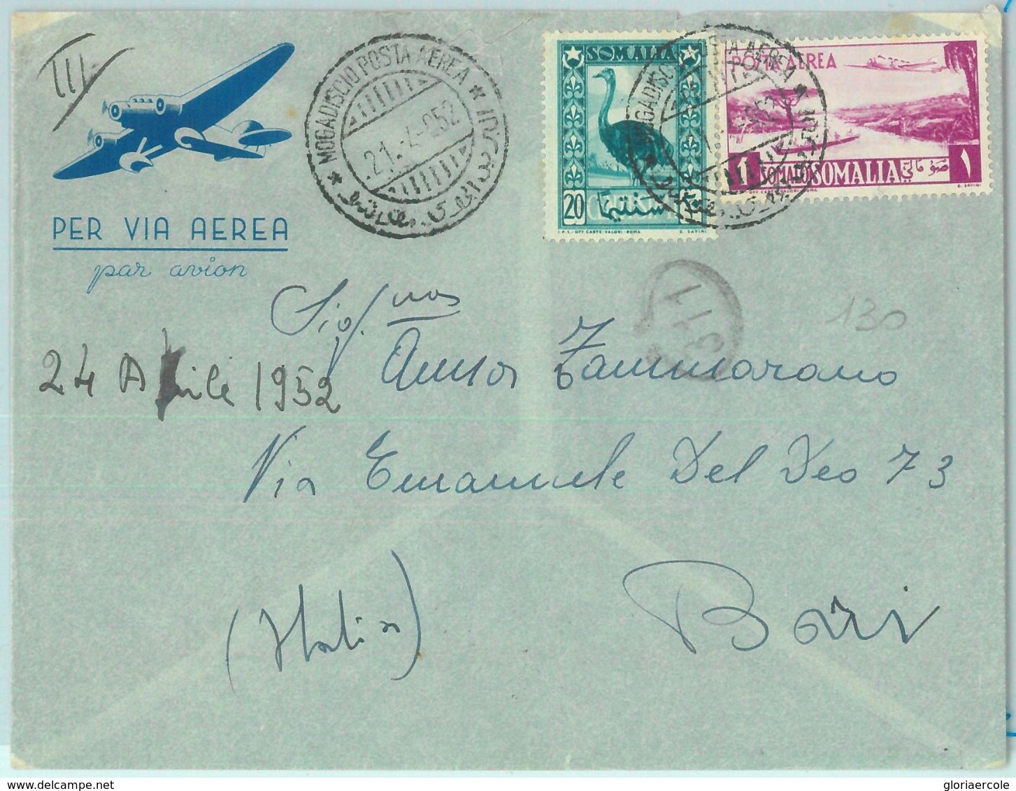 87562 - SOMALIA - POSTAL HISTORY -  AIRMAIL Cover To ITALY - BIRDS  Ostrich 1952 - Straussen- Und Laufvögel