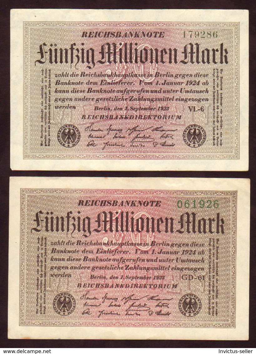 1924  GERMANIA REPUBBLICA DI WEIMAR BANCONOTE TEDESCA  FÜNFZIG 50 MILLIONEN  MARK GERMANY BANKNOT BILLET DE BANQUE - 50 Mio. Mark