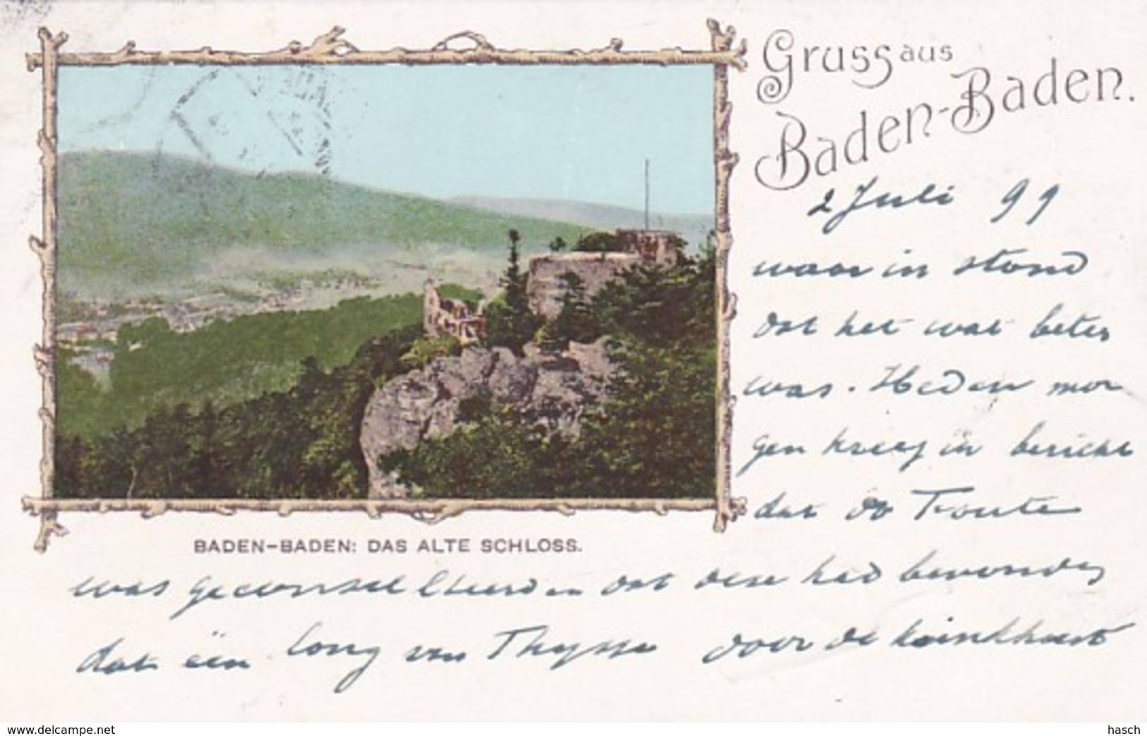 48103Gruss Aus Baden Baden, Das Alte Schloss – 1899. - Baden-Baden