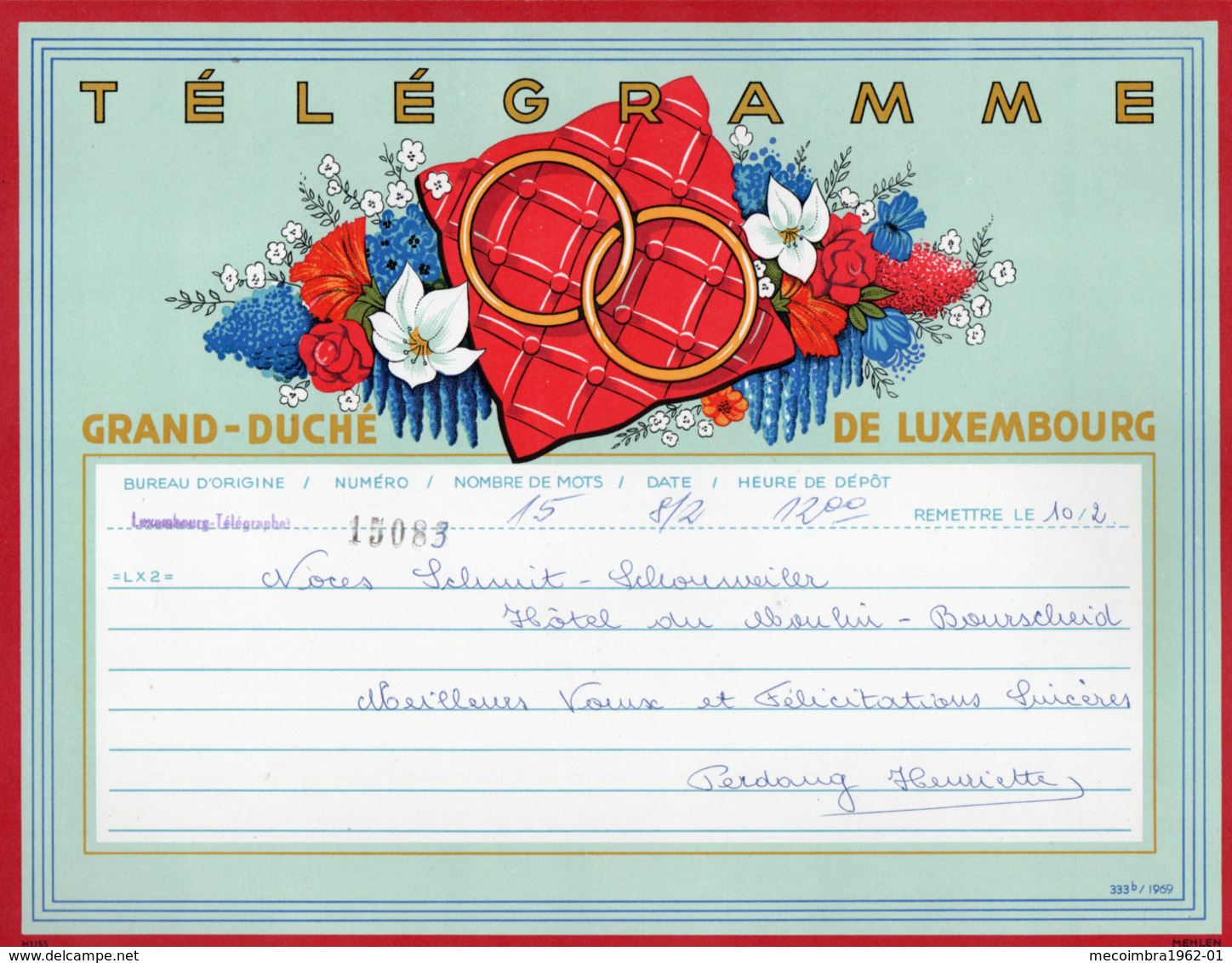 Télégramme: Grand Duché De Luxembourg =LX2= Nr. 333b - 1969 (003) - Télégraphes