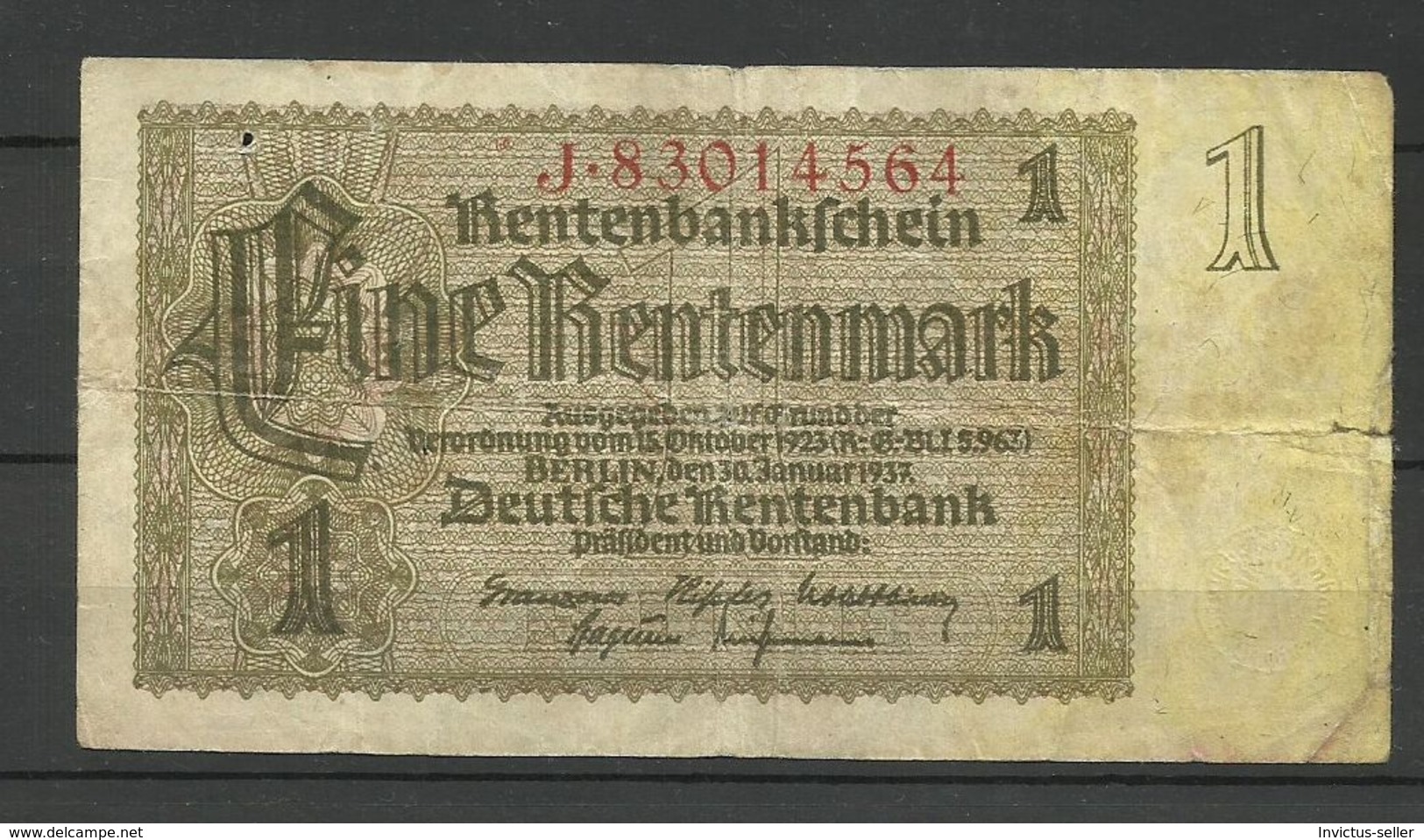 1937 GERMANIA TERZO REICH THIRD REICH BANCONOTE TEDESCA 1 MARK GERMANY BANKNOT BILLET DE BANQUE ALLEMAND TROISIÈME REIC - Other & Unclassified