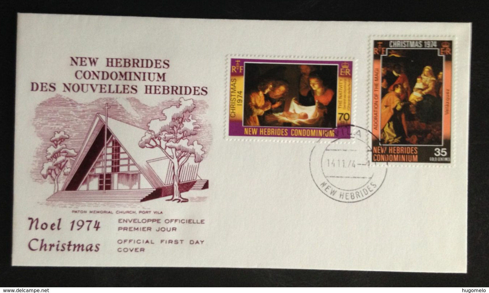 NEW HEBRIDES, Uncirculated FDC, « CHRISTMAS », 1974 - FDC