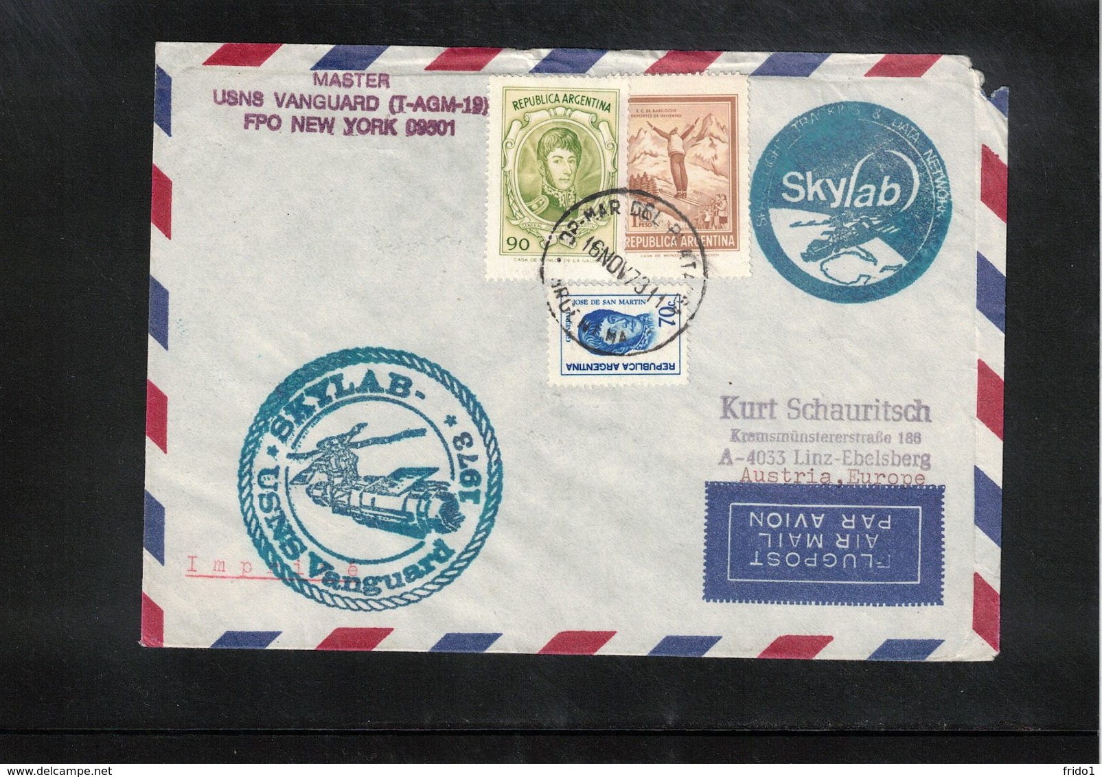 Argentina 1973 Space / Raumfahrt Skylab USNS Vanguard Tracking Station Interesting Cover - América Del Sur