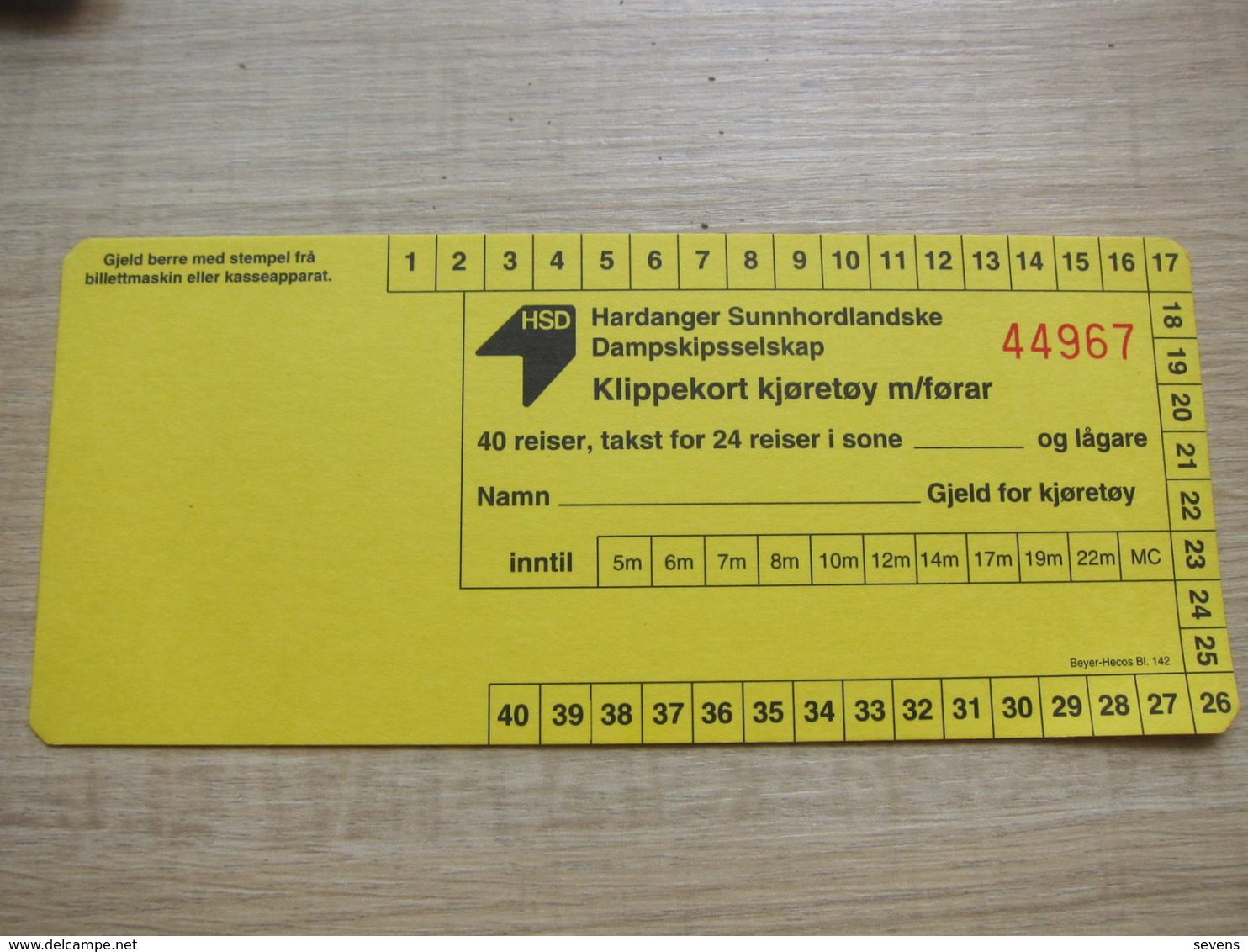 Norway Bergen HSD Transport Card, 40 Reiser(yellow) - Europa