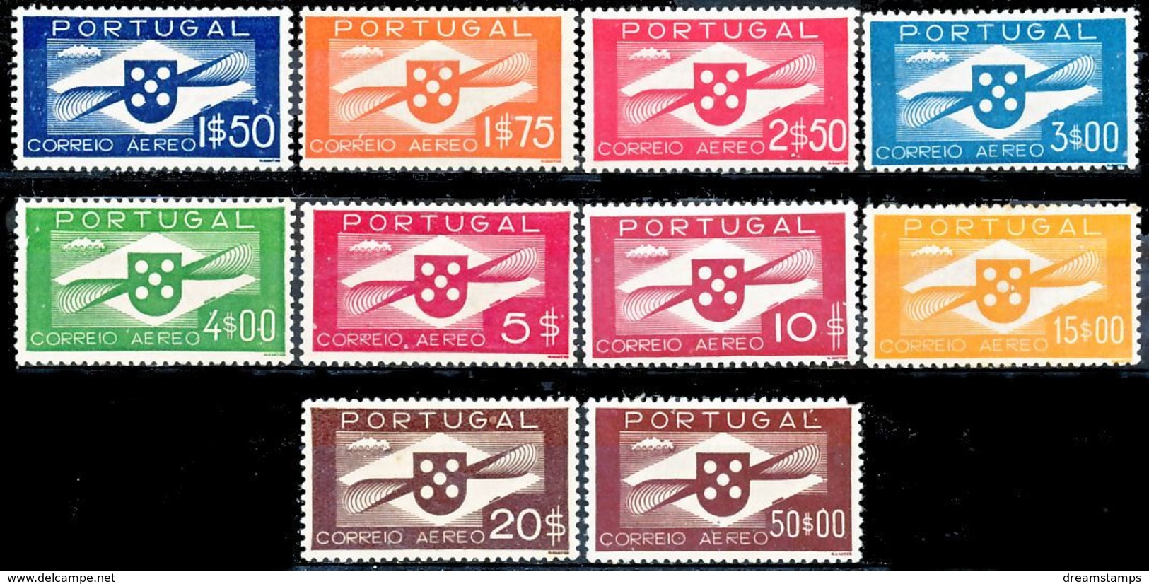 !										■■■■■ds■■ Portugal Air Post 1936 AF#01-10* Propeller Set Aviation Airplanes (x7846) - Nuevos