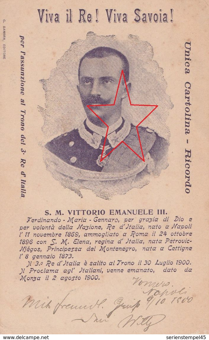 Ansichtskarte Italien Viva Il Re Viva Savoia S.M. Vittorio Emanuele III 1900 - Koninklijke Families