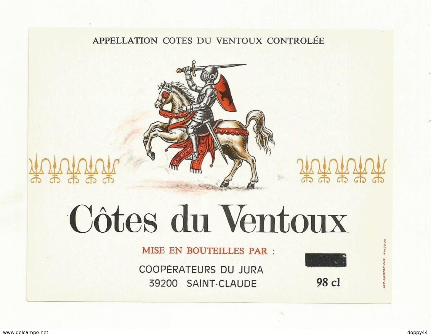 ETIQUETTE DE VIN  COTE DU VENTOUX  NEUVE. - Vin De Pays D'Oc