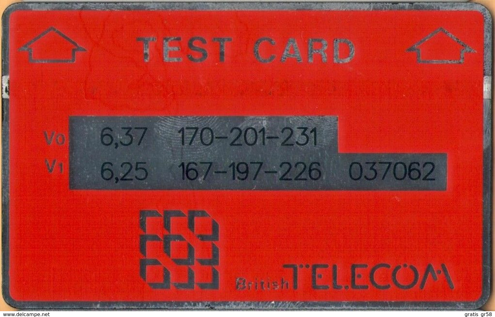 United Kingdom - BTT006 Test Card, L&G, Red / Polished Silver, Marks On Surface, As Scan - BT Engineer BSK Service Test Issues