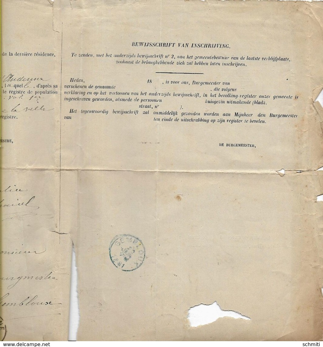 -Ensembles De Documents(1855/65/7881//88/80/1891)certificat D'inscription à Gembloux - 1800 – 1899