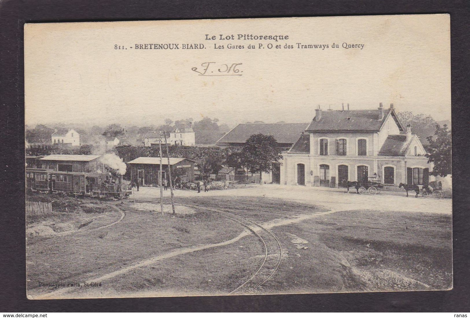 CPA Lot 46 Bretenoux Biard La Gare Chemin De Fer Train Circulé Tramway - Bretenoux