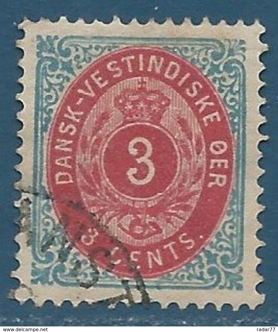 Antilles Danoises N°6 Chiffre 3 Oblitéré - Dänisch-Westindien
