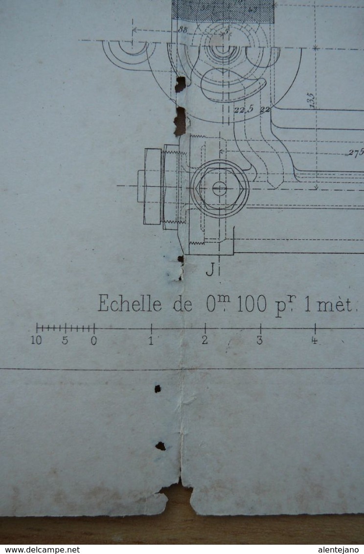 Planche Technique 4 Locomotive Compound Du Chemin De Fer Paris-Lyon-Méditerranée Ecole Nationale Des Ponts Et Chaussées. - Maschinen