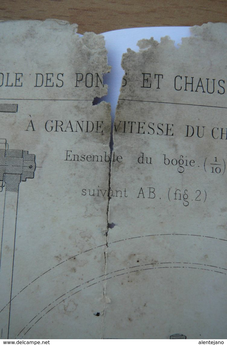 Planche Technique 5 Locomotive Compound Du Chemin De Fer Paris-Lyon-Méditerranée Ecole Nationale Des Ponts Et Chaussées. - Maschinen