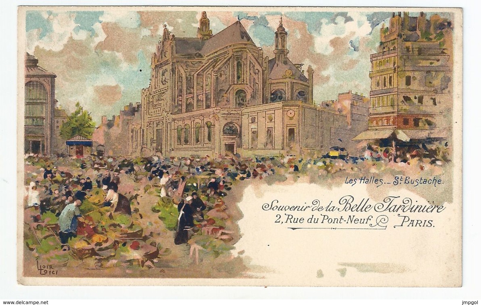 CPA Souvenir De La Belle Jardinière Luigi Loir Vue De Paris Les Halles St Eustache - Loir