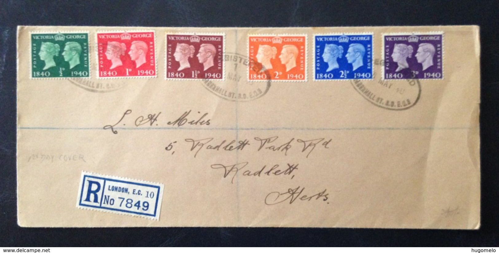 Great Britain, Registered Circulated FDC, « ROYAL FAMILY », « VICTORIA & GEORGE », 1940 - ....-1951 Pre Elizabeth II