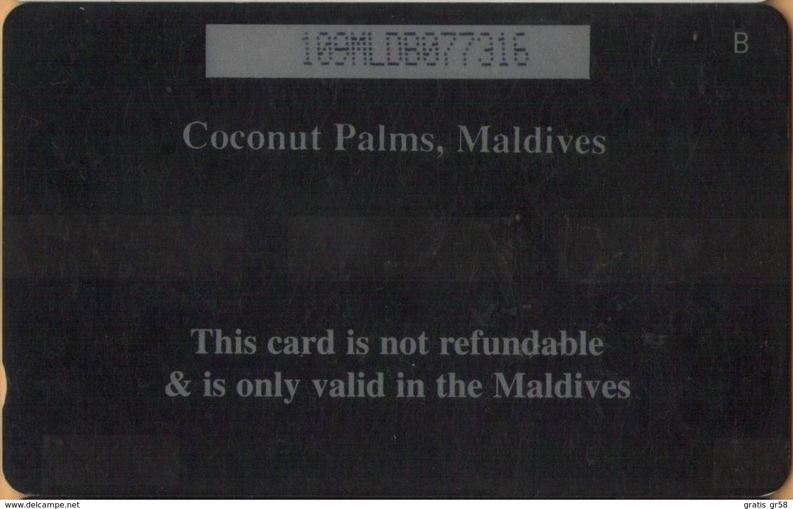 Maldives - MV: MAL-M-3A, GPT, Coconut Palms, Maldives, Beaches, 109MLDB, Dashed Zero: "Ø", 2000, Used - Maldivas