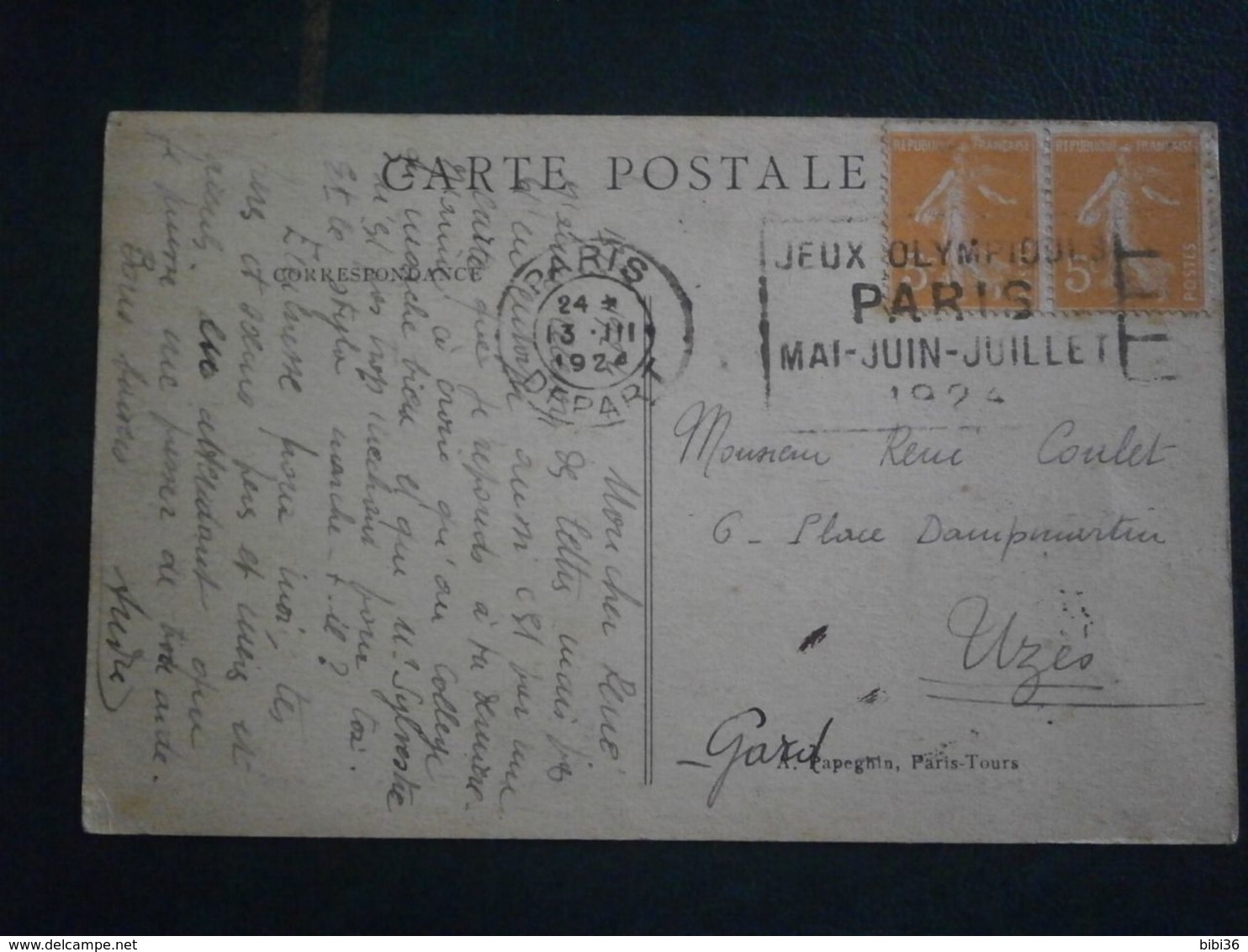 FRANCE LETTRE ENVELOPPE COVER CARTE PARIS CHAMPS ELYSEES SEMEUSE FLAMME PARIS DEPART JEUX OLYMPIQUES PARIS MAI JUIN 1924 - Ete 1924: Paris