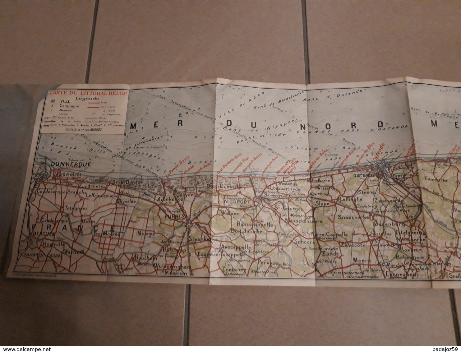 Carte Du Littoral Belge  +- 1900 /  Belgische Kustlijn Kaart +- 1900 SNCB NMBS / SNCV NMVB - Geographical Maps