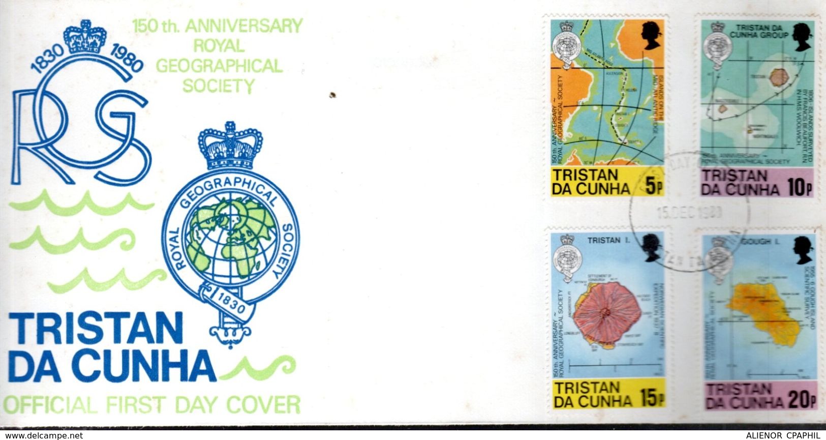 FDC TRISTAN DA CUNHA 1980 - LES CARTES DE GEOGRAPHIE DE L'ILE - - Géographie