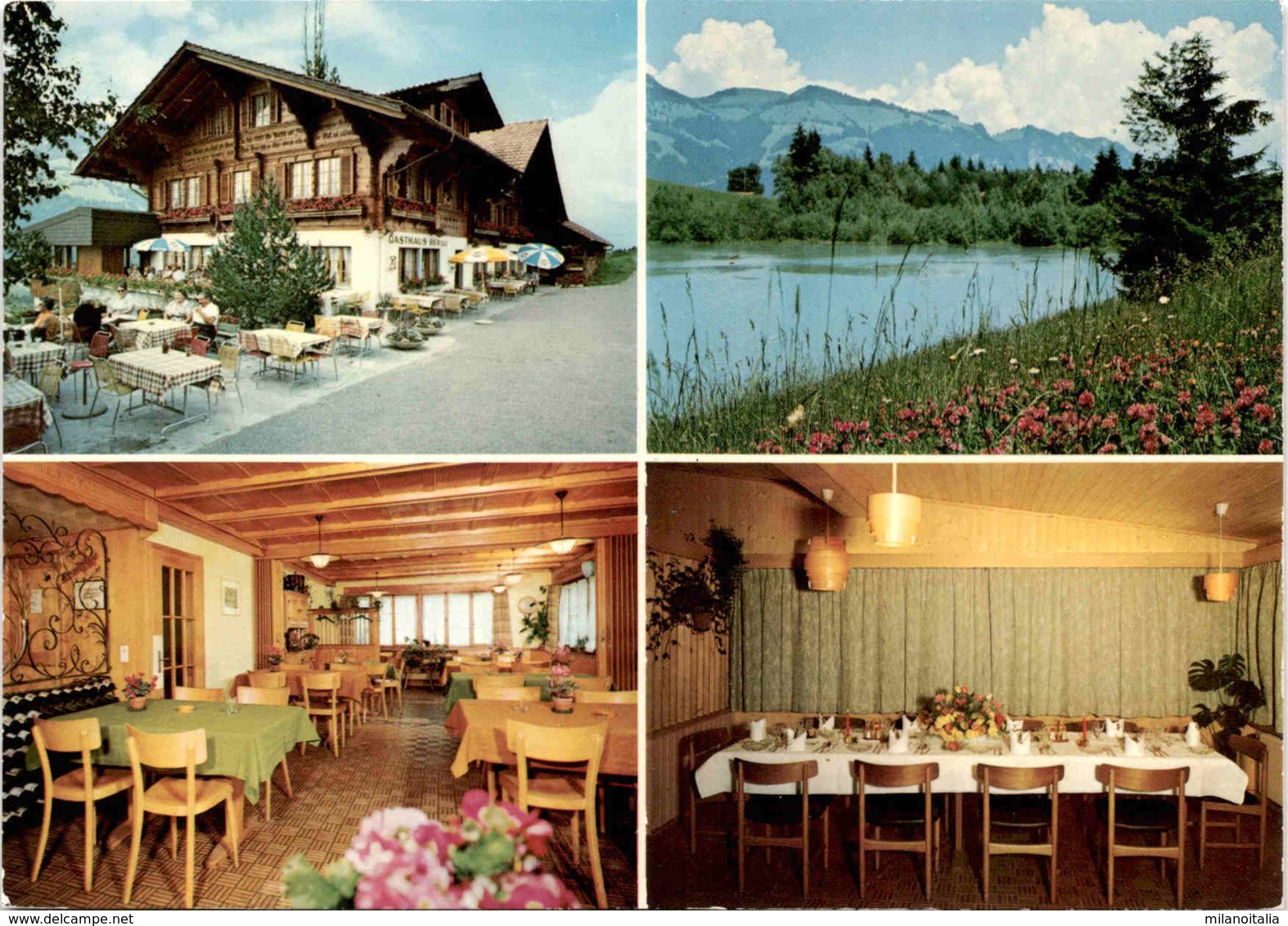 Hotel-Restaurant Bergli - Diemtigen Im Simmental - 4 Bilder - Werbekarte Mit Mittelfalz - Diemtigen