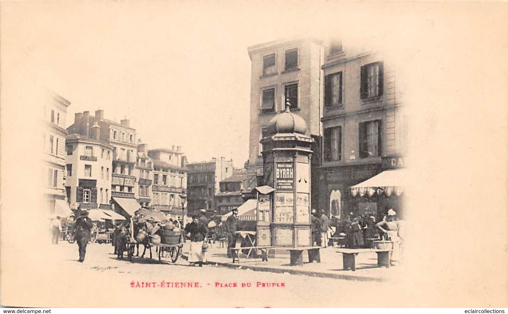 Saint Etienne      42          Place Du Peuple . Marché. Dos Carte Postale Non Imprimé     (voir Scan) - Saint Etienne