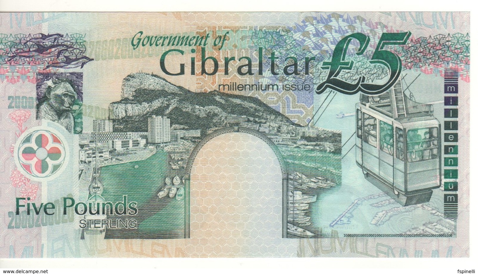 GIBRALTAR  Commerative £5    ( Millennium  2000 )   P29    UNC - Gibraltar