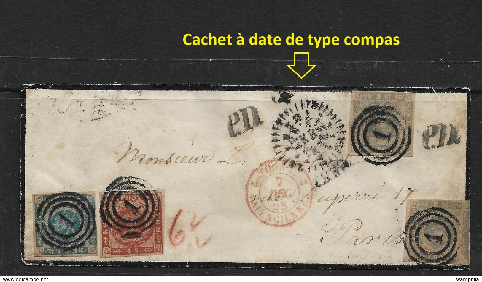 Danemark .Rare Affts N°3-4-2x N°6 Sur Lettre Pour Paris - Cartas & Documentos