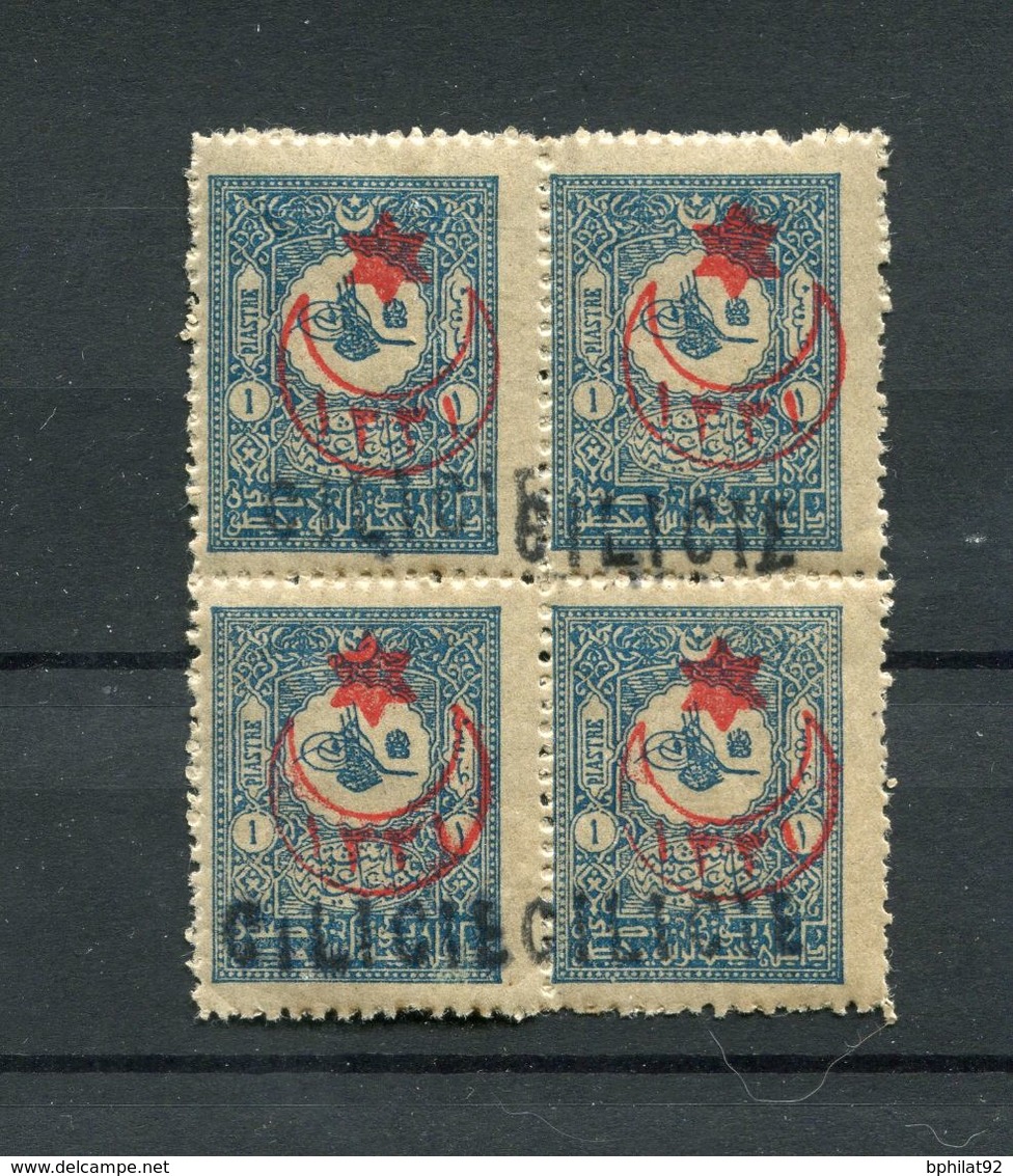 !!! CILICIE, BLOC DE 4 DU N°6 SURCHARGES DECALEES NEUF ** - Unused Stamps