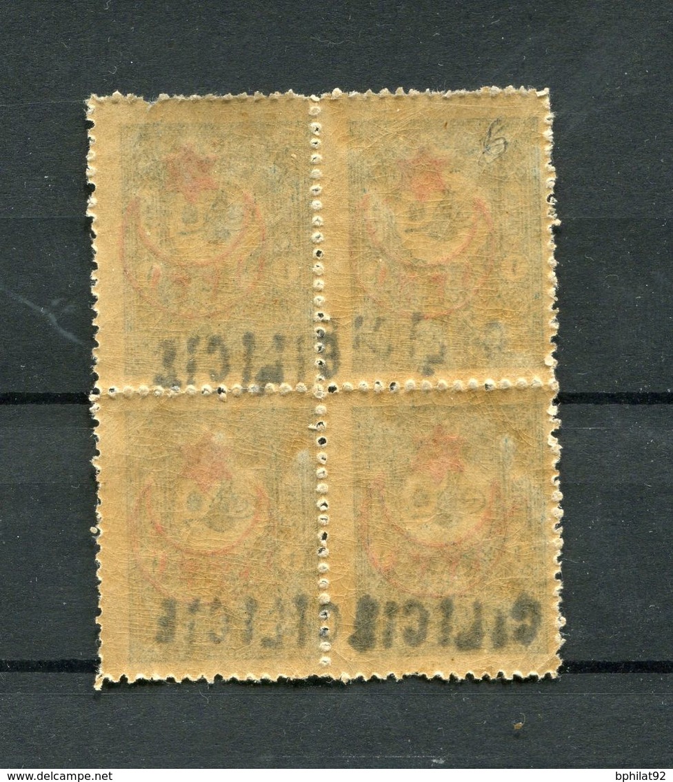 !!! CILICIE, BLOC DE 4 DU N°6 SURCHARGES DECALEES NEUF ** - Unused Stamps