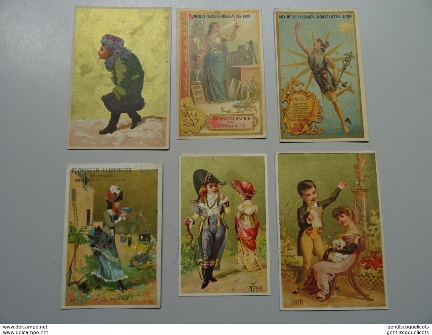 Lot de 109 chromos : angelots,personnages en costume, pierrot, arlequin, enfants, science, plantes, etc