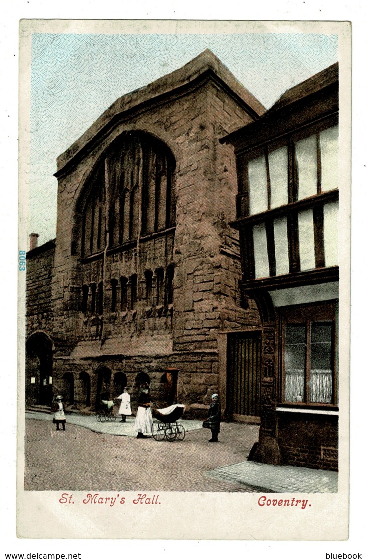 Ref 1395 - Early Postcard - Women & Prams Outside St. Mary's Hall Coventry - Warwickshire - Coventry