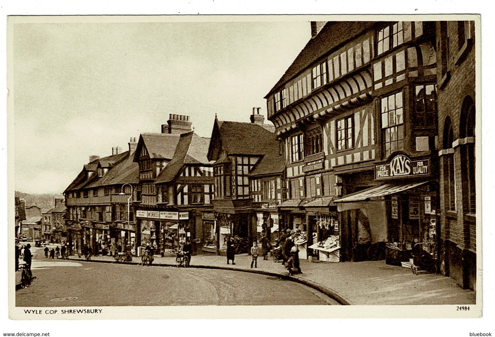 Ref 1395 - Early Postcard - Wyle Cop & Shops Shrewsbury - Shropshire Salop - Shropshire