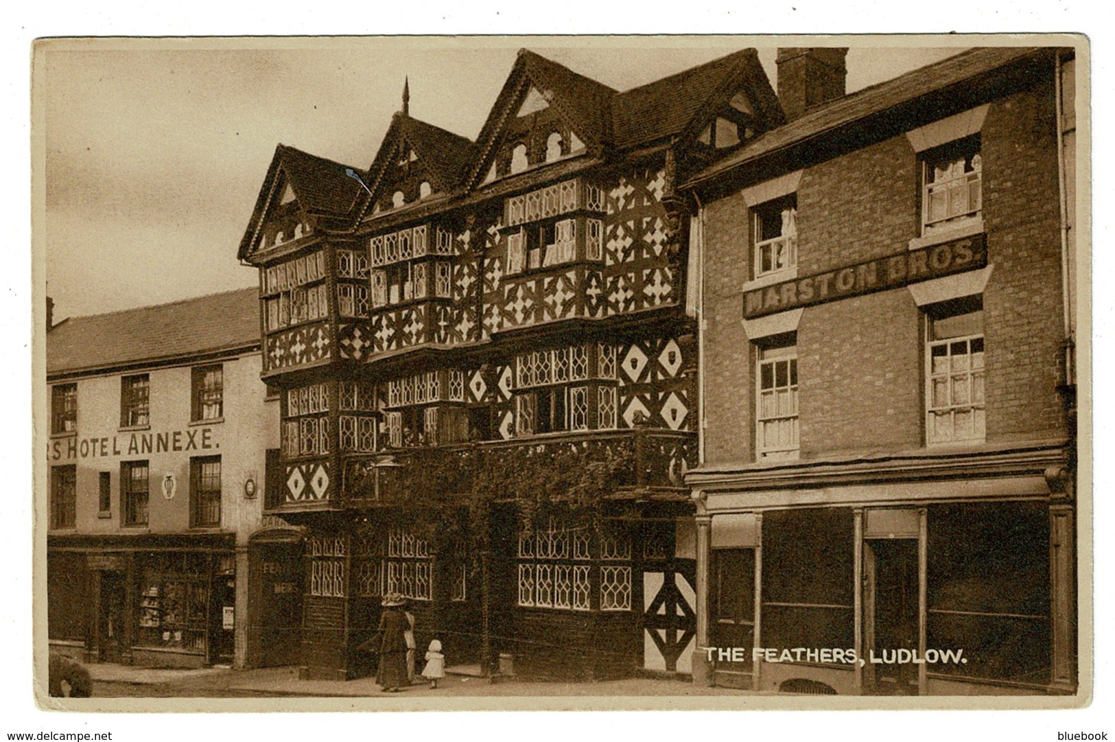 Ref 1395 - Postcard - Feathers Hotel Annexe & Marston Bros - Ludlow - Shropshire Salop - Shropshire