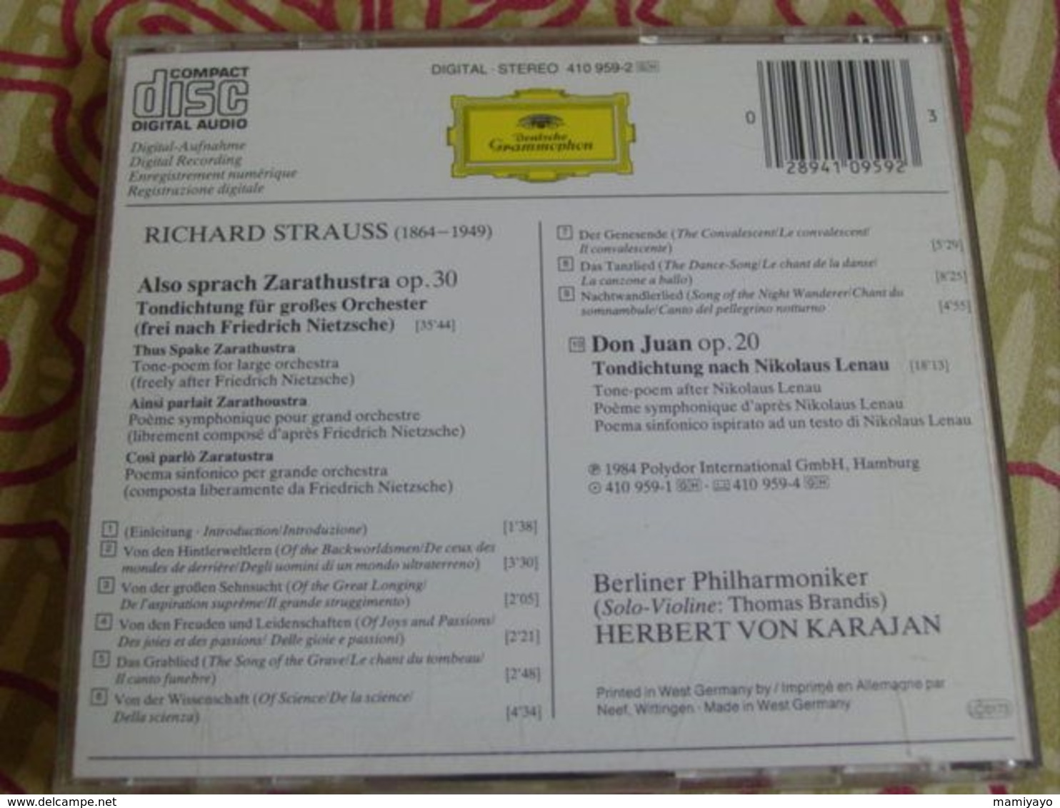 RICHARD STRAUSS ** ALSO SPRACH ZARATHUSTRA & DON JUAN -Berliner Philarmoniker Dir.H. Von Karajan /Deutshe Grammophon. - Classical
