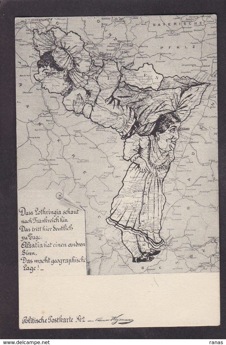 CPA Bas Rhin 67 Strasbourg Maps Caricature Satirique Alsace Lorraine Non Circulé Allemagne Germany - Strasbourg