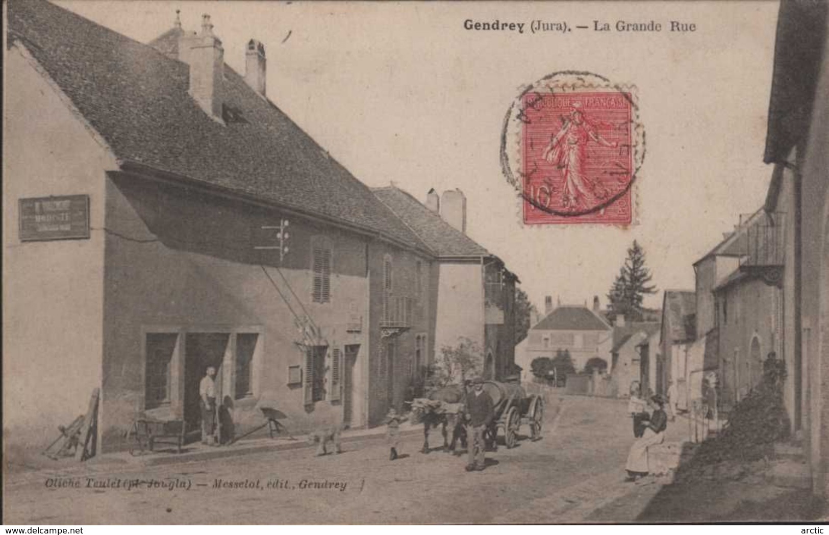 Gendrey La Grande Rue (modiste Attelage Bovins)) - Gendrey