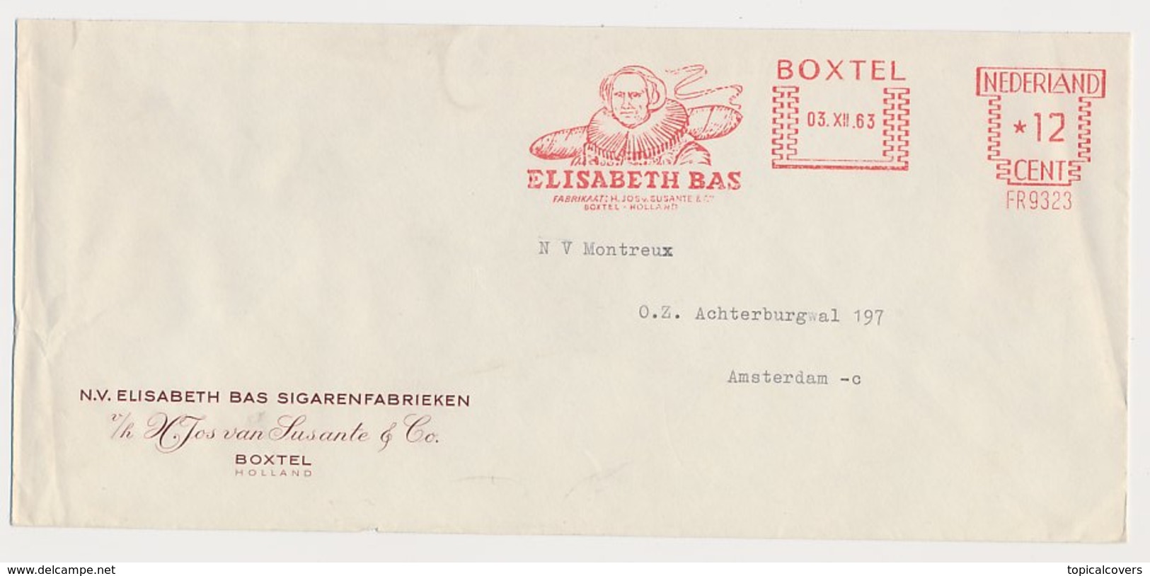 Meter Cover Netherlands 1963 Elisabeth Bas Cigar Factory - Lace - Boxtel - Tabak