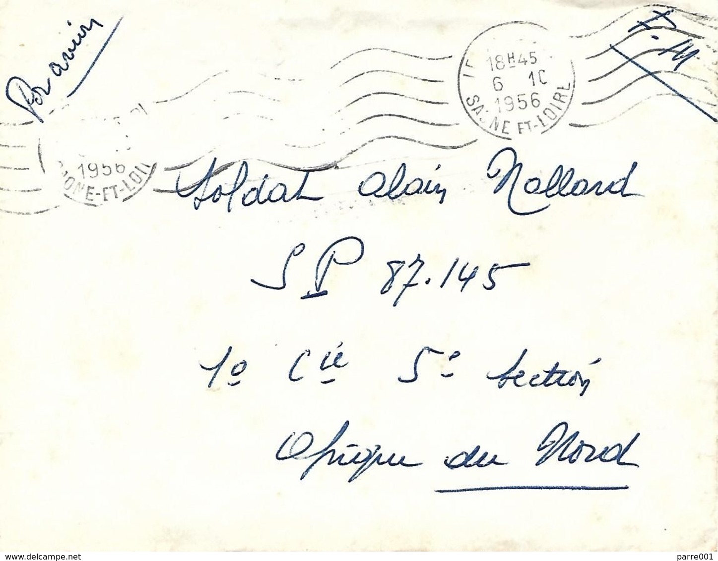 France 1956 Le Creusot Saone Et Loire SP 87.145 Guerre Algerie AFN Militair FM Forces Cover - Militaria