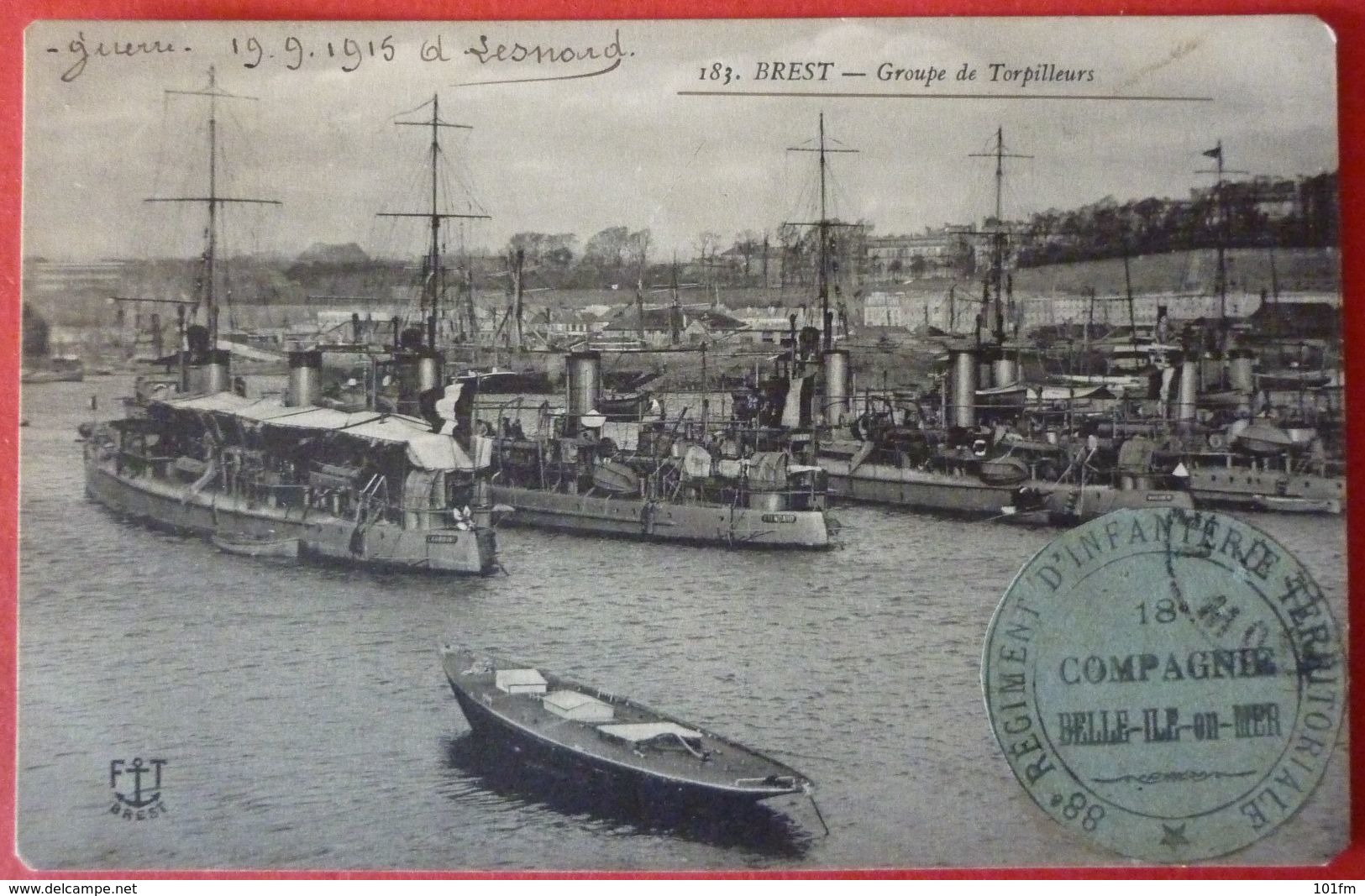 FRENCH WARSHIP - BREST - GROUPE DE TORPILLEURS - Guerre