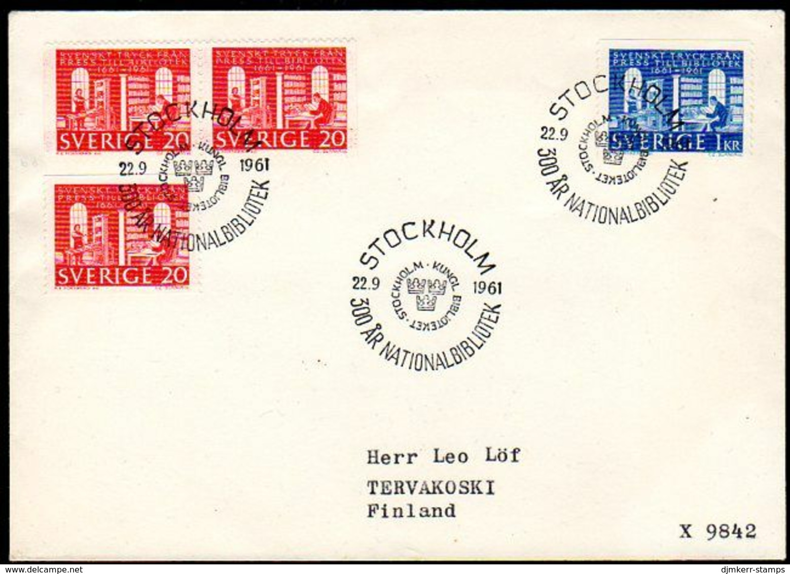 SWEDEN 1961 National Library FDC.  Michel 476-77 - FDC