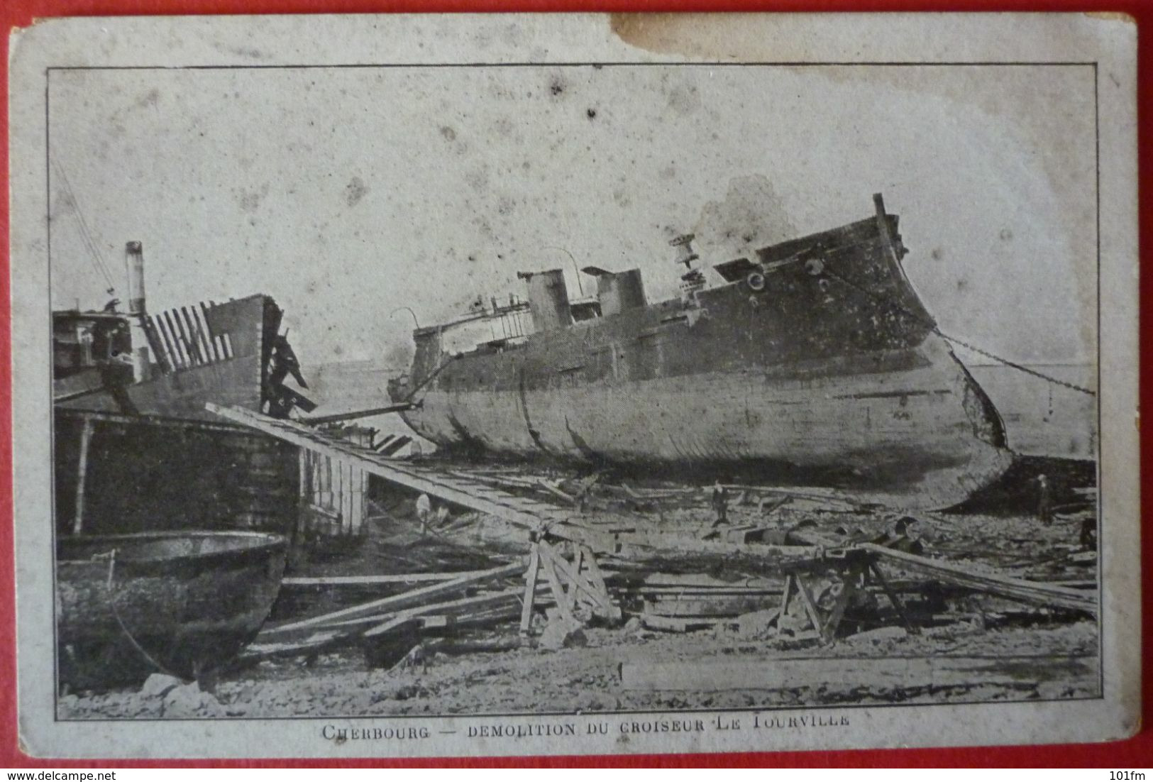 FRENCH WARSHIP - CHERBOURG - DEMOLITION DU CROISSEUR LE TOURVILLE - Krieg