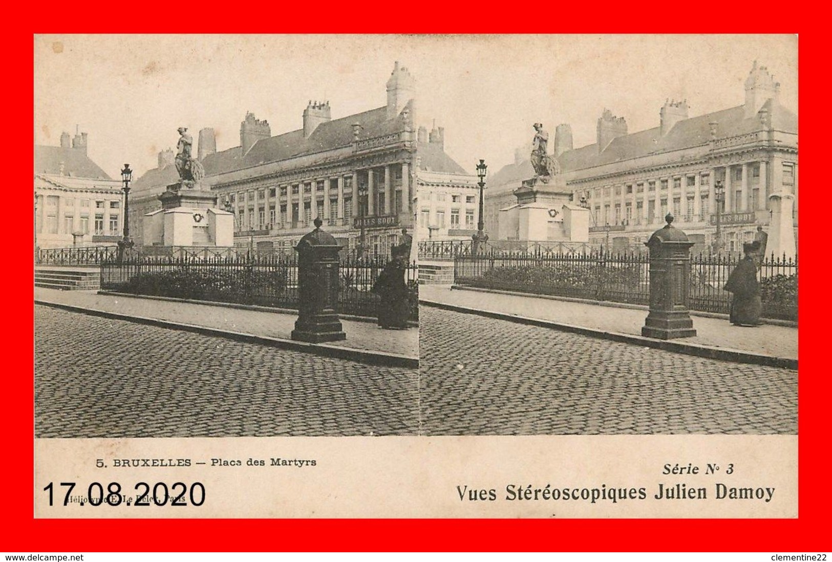 --Belgique Bruxelles Place Des Martyrs Vues Stereoscopiques Julien Damoy(scan Recto Verto) - Markten