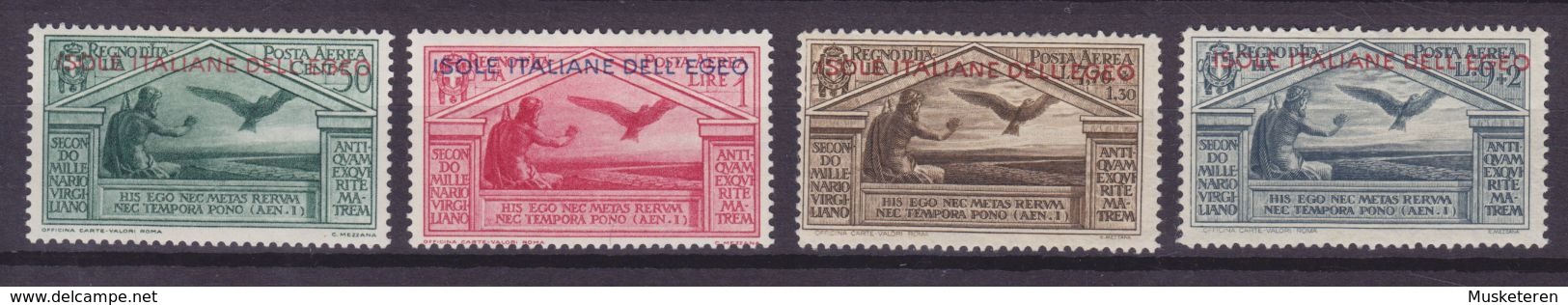 Eagean Italiana 1930 Mi. 52-55 Vergil Flugpostmarken Complete Set, MH* (2 Scans) - Aegean (Autonomous Adm.)