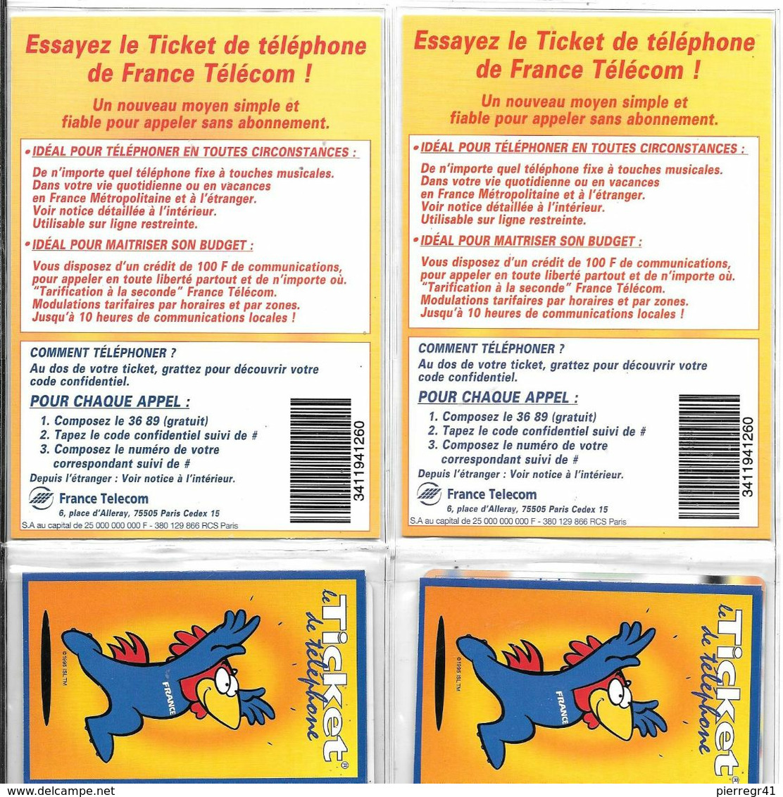 2-TICKETS-TELEPHONE-FT-100 F- FOOTIX-GOAL Et JOUEUR-31/12/1999-NEUF Dans Leurs Encarts Scéllés D Origine-de Vente-T BE - Biglietti FT