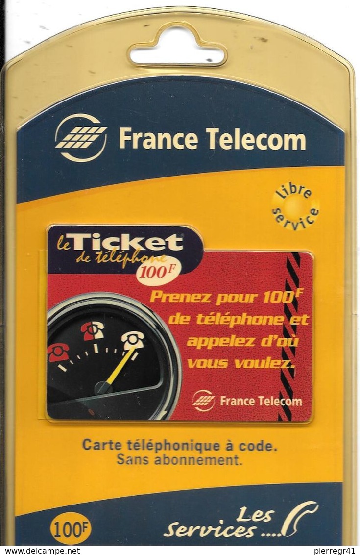 TICKET TELEPHONE-100F-31/12/2000-COMPTEUR--CODE N°C048092L-NEUF-sous Encart Scéllé De Vente-TBE - Billetes FT