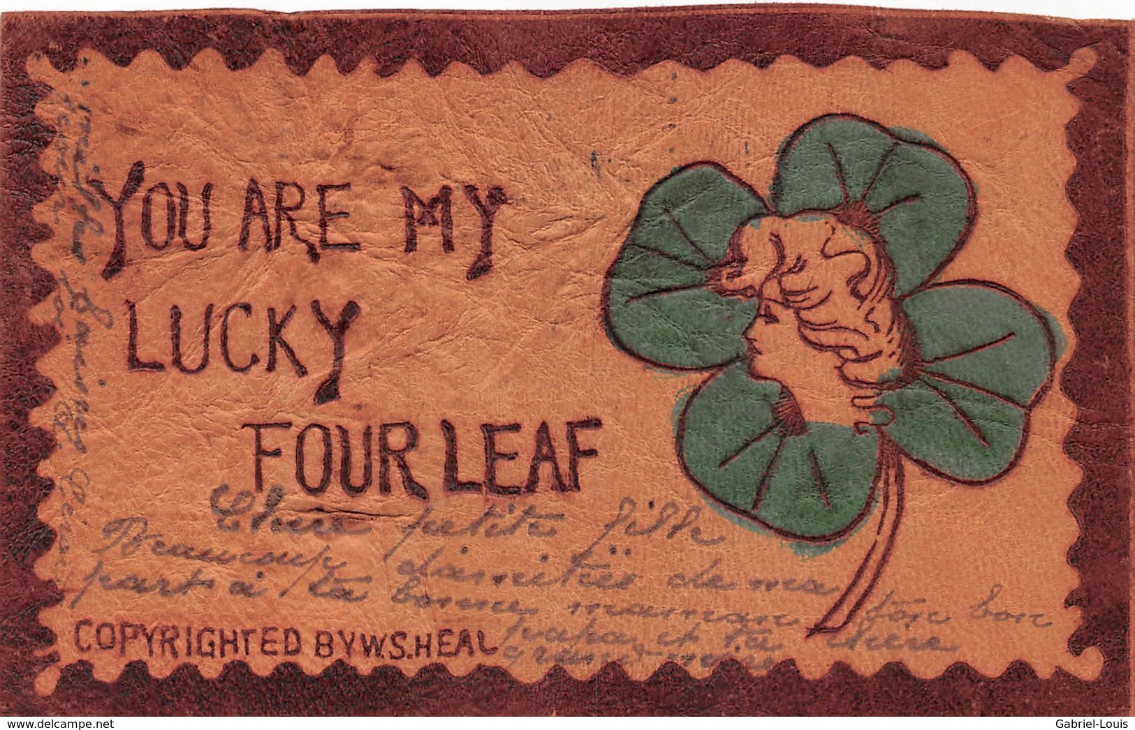 Carte En Cuir Véritable- You Are My Lucky Four Leave - Envoyée De New-York à Bière (Vaud) - 1906 - Trèfle à Quatre - Bière